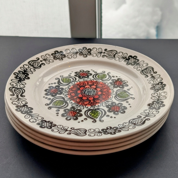 Set Of 4 Vintage MCM 1960's Kathie Winkle Design Salad/Side Plates - Picture 3 of 4